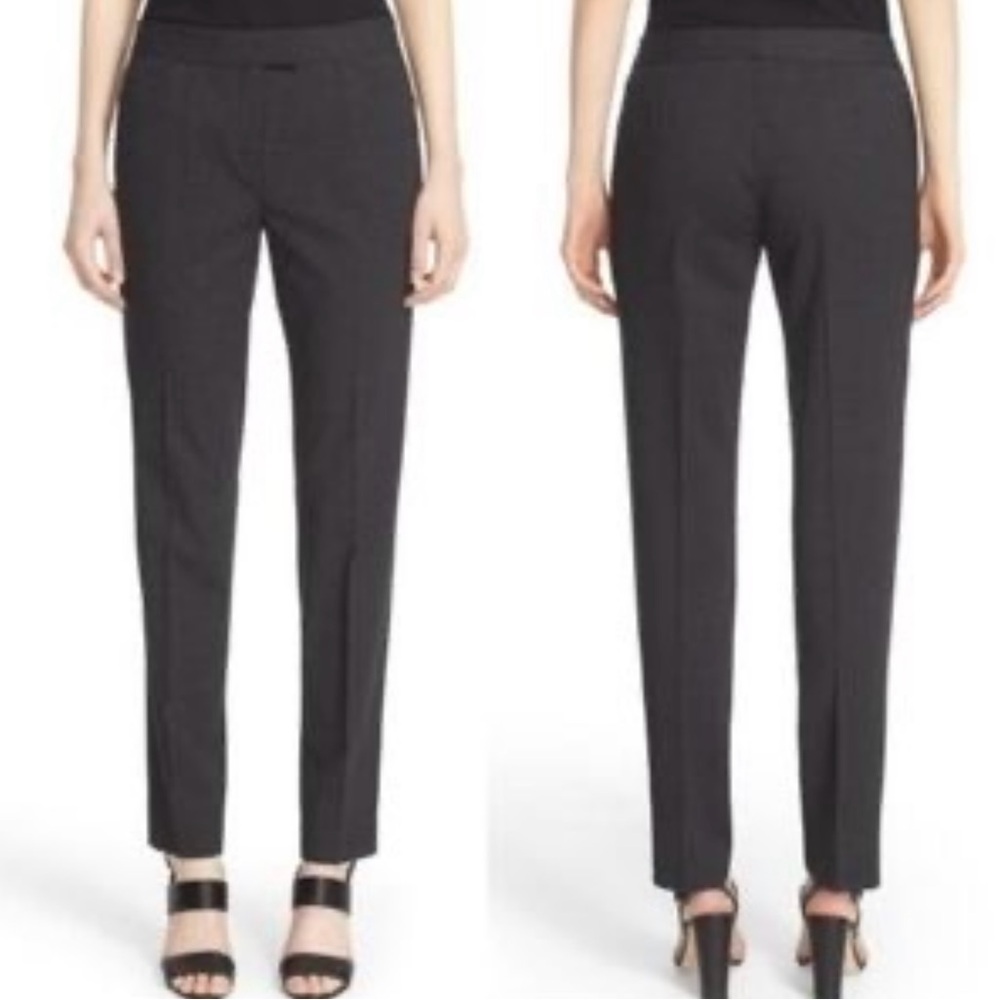 LAFAYETTE 148 Bleecker Straight Charcoal Stretch Virgin Wool Dress Work Pants 6